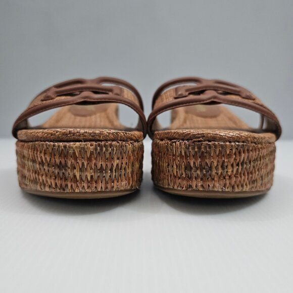 Sam Edelman Pauleena Platform Sandal Womens 8 Brown Woven Raffia Slide NEW - Picture 6 of 13